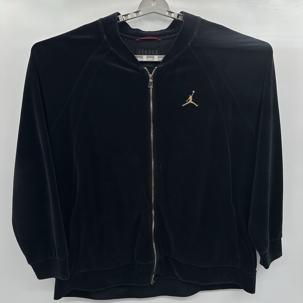 Nike Air Jordan Track Jacket Mens XXXL 3XL Black Jumpman Velour ZipUp AH2357-010